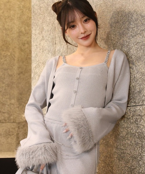 one after another NICE CLAUP（ワンアフターアナザーナイスクラップ）の「【Twinkle collection】アンサンブルニット（アンサンブル・レディース・ブラック/アイボリー/サックスブルー・FREE）」の3枚目の写真