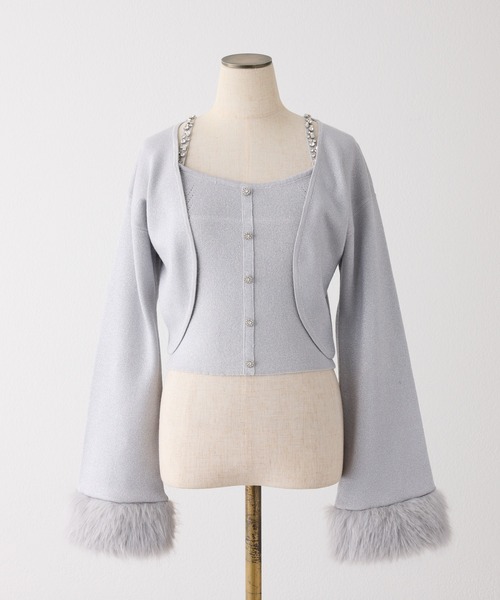 one after another NICE CLAUP（ワンアフターアナザーナイスクラップ）の「【Twinkle collection】アンサンブルニット（アンサンブル・レディース・ブラック/アイボリー/サックスブルー・FREE）」の4枚目の写真