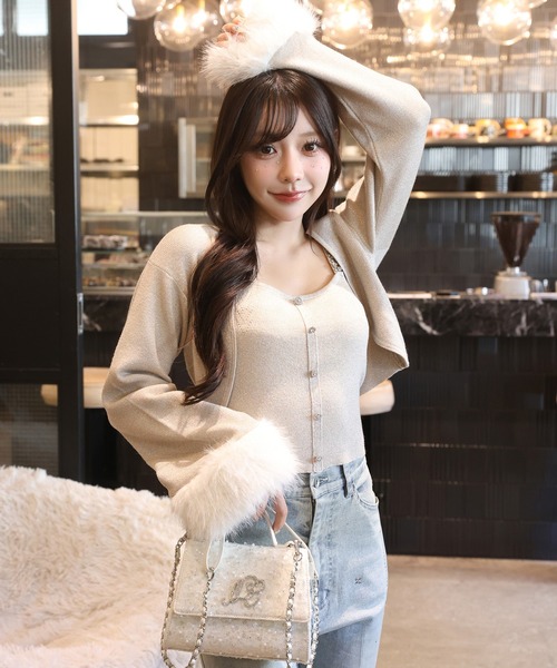 one after another NICE CLAUP（ワンアフターアナザーナイスクラップ）の「【Twinkle collection】アンサンブルニット（アンサンブル・レディース・ブラック/アイボリー/サックスブルー・FREE）」の18枚目の写真