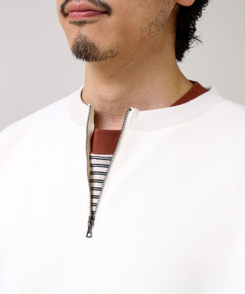 セール】ワッフルフリース ハーフジッププルオーバー（スウェット