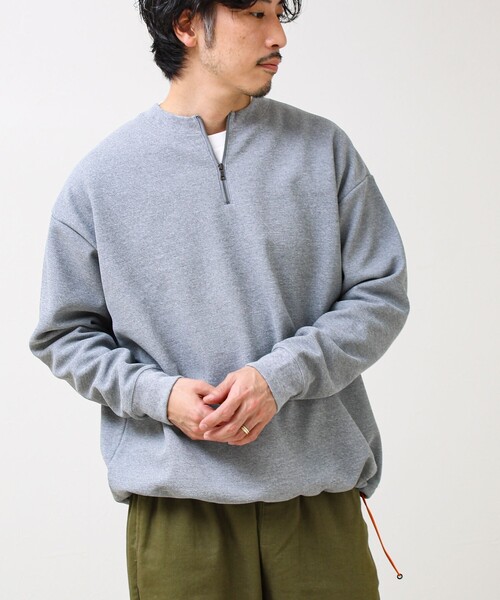 セール】ワッフルフリース ハーフジッププルオーバー（スウェット