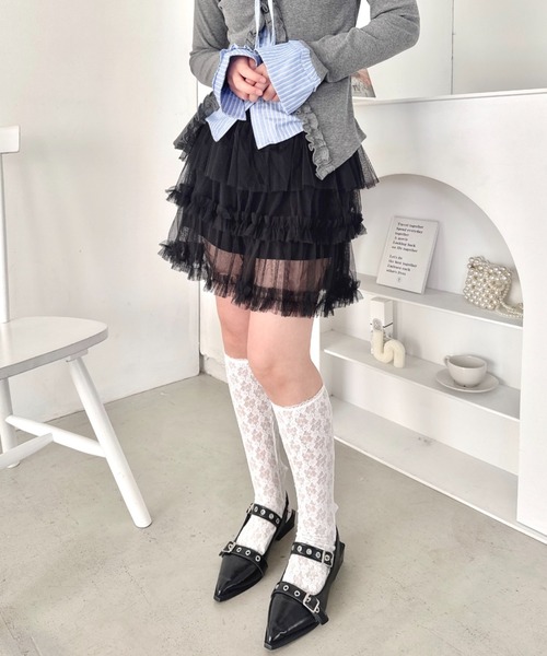 Loueme(ルエム)の「ペタルチュールミニスカート(スカート・レディース・ホワイト/ブラック/ピンク/ミント・FREE)」の13枚目の写真