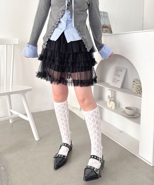 Loueme(ルエム)の「ペタルチュールミニスカート(スカート・レディース・ホワイト/ブラック/ピンク/ミント・FREE)」の11枚目の写真