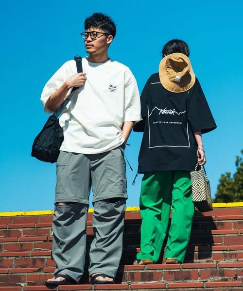 NANGA（ナンガ）の「【WEB先行予約】[NANGA/ナンガ] 別注 ルーズフィット スクエアロゴバックプリント ドローコードTシャツ（Tシャツ/カットソー・レディース・ホワイト/ブルー/ブラック・XL/L/M/S）」の5枚目の写真