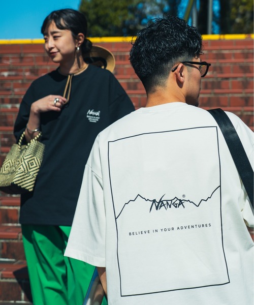 NANGA（ナンガ）の「【WEB先行予約】[NANGA/ナンガ] 別注 ルーズフィット スクエアロゴバックプリント ドローコードTシャツ（Tシャツ/カットソー・レディース・ホワイト/ブルー/ブラック・XL/L/M/S）」の8枚目の写真