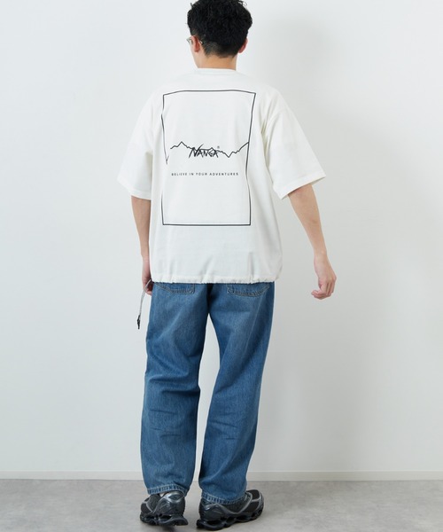 NANGA（ナンガ）の「【WEB先行予約】[NANGA/ナンガ] 別注 ルーズフィット スクエアロゴバックプリント ドローコードTシャツ（Tシャツ/カットソー・レディース・ホワイト/ブルー/ブラック・XL/L/M/S）」の19枚目の写真