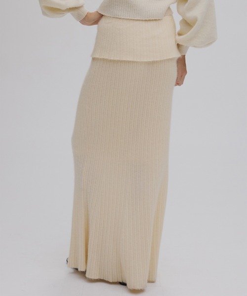 Ameri（アメリ）の「UND RACCOON BLEND KNIT SKIRT（スカート・レディース・アイボリー/ブラック/ミント・SMALL/MEDIUM）」の5枚目の写真