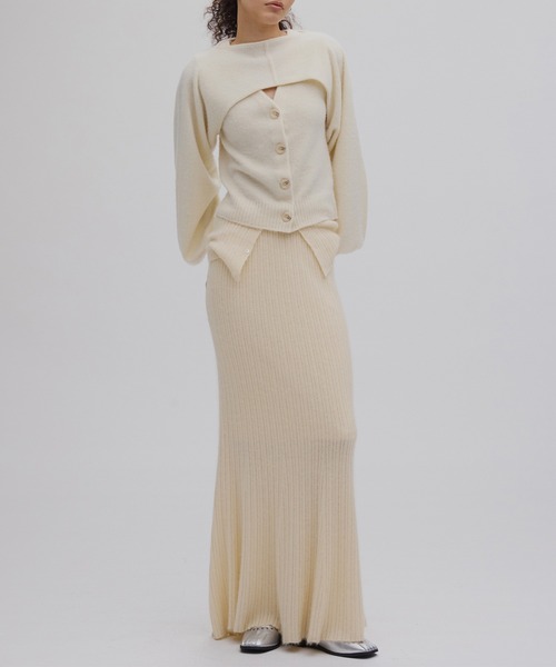 Ameri（アメリ）の「UND RACCOON BLEND KNIT SKIRT（スカート・レディース・アイボリー/ブラック/ミント・SMALL/MEDIUM）」の8枚目の写真