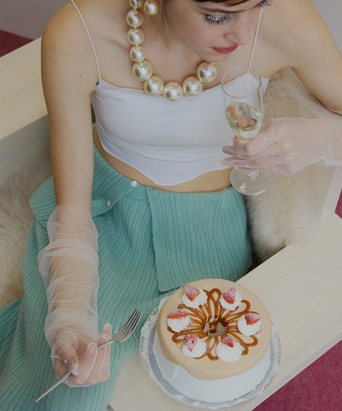 Ameri（アメリ）の「UND RACCOON BLEND KNIT SKIRT（スカート・レディース・アイボリー/ブラック/ミント・SMALL/MEDIUM）」の9枚目の写真