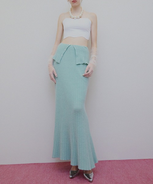 Ameri（アメリ）の「UND RACCOON BLEND KNIT SKIRT（スカート・レディース・アイボリー/ブラック/ミント・SMALL/MEDIUM）」の11枚目の写真