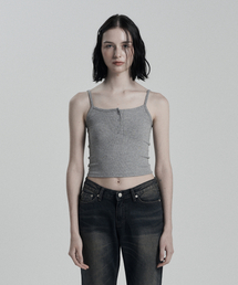 SQUARE-NECK BUTTON SLEEVELESS GRAY