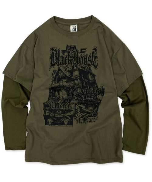 DEFYCLUBROBBERS(ディファイクラブロバース)の「Black House (Layered Long Sleeve)(Tシャツ/カットソー・レディース・その他・MEDIUM/LARGE)」の1枚目の写真