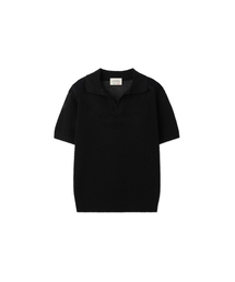 BLACKBROWN（ブラックブラウン）の「Crochet Linen Open Collar Knit [BLACK]（ニット/セーター）」