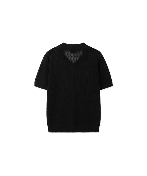 BLACKBROWN（ブラックブラウン）の「クロシェリネンオープンカラー ニット [ブラック]（ニット/セーター・メンズ・ブラック・MEDIUM/LARGE）」の2枚目の写真
