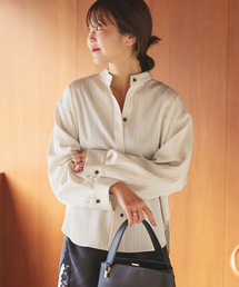 plage | Pin stripeバンドカラーシャツ(シャツ/ブラウス)