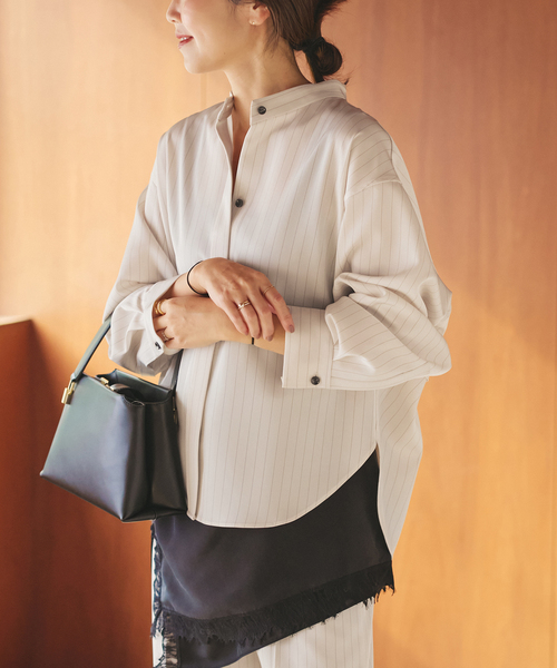 plage（プラージュ）の「Pin stripeバンドカラーシャツ（シャツ/ブラウス・レディース・アイボリー・FREE）」の7枚目の写真