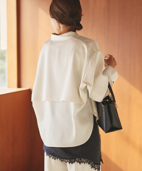 plage（プラージュ）の「Pin stripeバンドカラーシャツ（シャツ/ブラウス・レディース・アイボリー・FREE）」の9枚目の写真