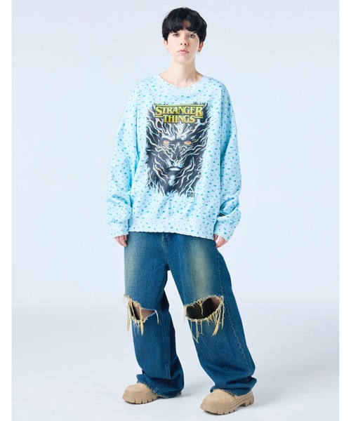 Little sunny bite(リトルサニーバイト)の「●Little sunny bite●stranger things x little sunny bite floral sweat top(スウェット・レディース・ピンク/ブルー・SMALL/MEDIUM)」の7枚目の写真