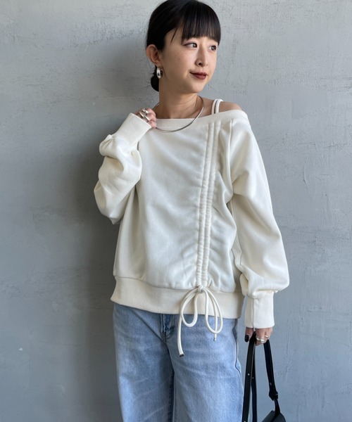 nenom（ネノム）の「[nenom/ネノム] ワンショルダードロストスウェット（スウェット・レディース・ブラウン/グレー/アイボリー/ブラック・F）」の16枚目の写真