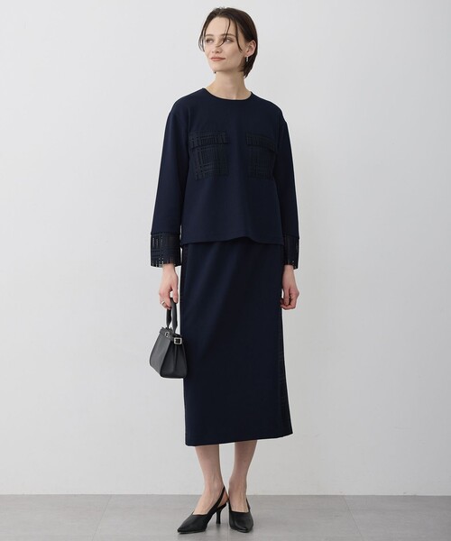 ICB(アイシービー)の「レースコンビジャージー ナロースカート(スカート・レディース・ブラック系/ネイビー系・X-LARGE/LARGE)」の4枚目の写真