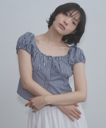 gingham 2way puff sleeve blouse / 2WAYパフスリーブブラウス