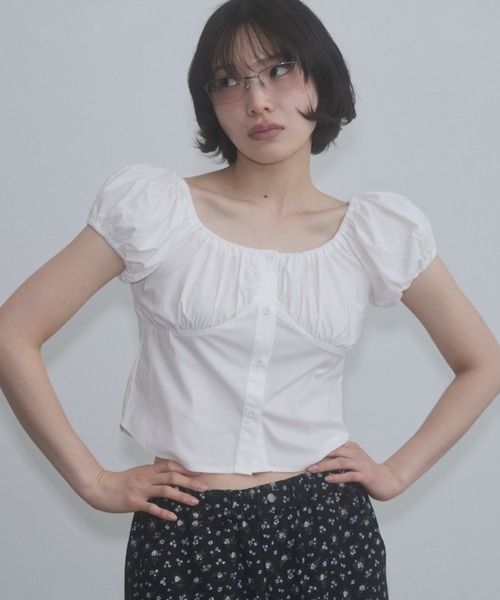 gingham 2way puff sleeve blouse / 2WAYパフスリーブブラウス（シャツ