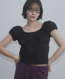 gingham 2way puff sleeve blouse / 2WAYパフスリーブブラウス