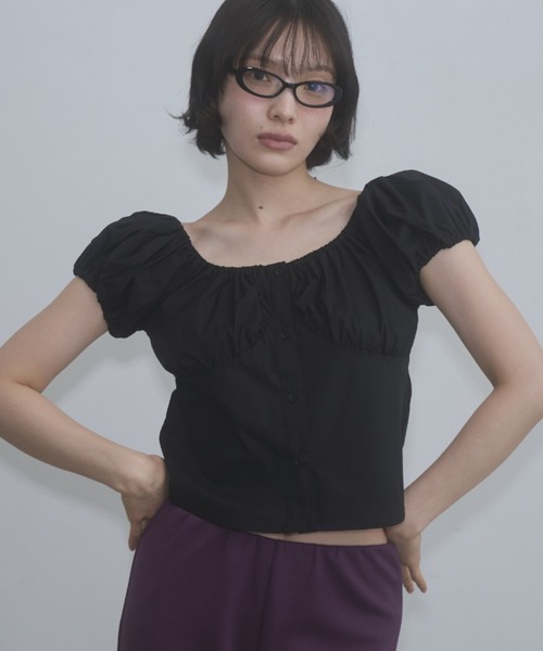 gingham 2way puff sleeve blouse / 2WAYパフスリーブブラウス（シャツ