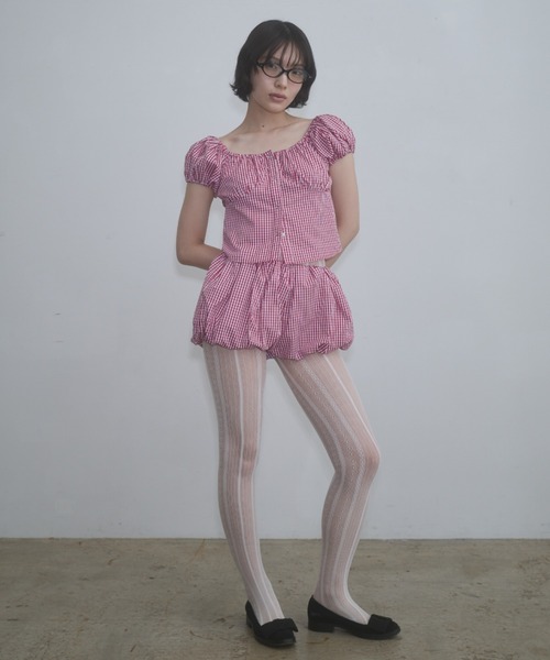 FEKETE(フェケテ)の「gingham 2way puff sleeve blouse / 2WAYパフスリーブブラウス(シャツ/ブラウス・レディース・ネイビー/ホワイト/ピンク/ブラック・LARGE/MEDIUM/SMALL)」の22枚目の写真
