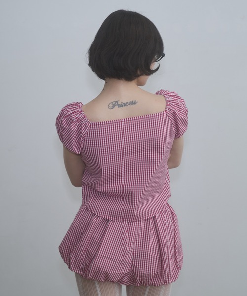 FEKETE(フェケテ)の「gingham 2way puff sleeve blouse / 2WAYパフスリーブブラウス(シャツ/ブラウス・レディース・ネイビー/ホワイト/ピンク/ブラック・LARGE/MEDIUM/SMALL)」の16枚目の写真