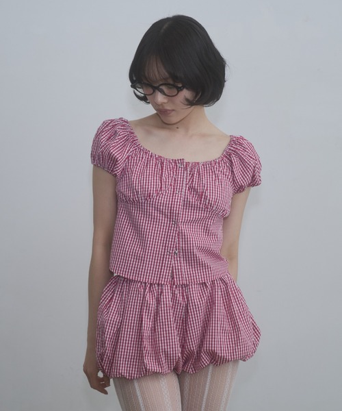 FEKETE(フェケテ)の「gingham 2way puff sleeve blouse / 2WAYパフスリーブブラウス(シャツ/ブラウス・レディース・ネイビー/ホワイト/ピンク/ブラック・LARGE/MEDIUM/SMALL)」の17枚目の写真