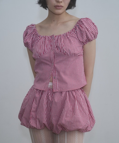 FEKETE(フェケテ)の「gingham 2way puff sleeve blouse / 2WAYパフスリーブブラウス(シャツ/ブラウス・レディース・ネイビー/ホワイト/ピンク/ブラック・LARGE/MEDIUM/SMALL)」の19枚目の写真