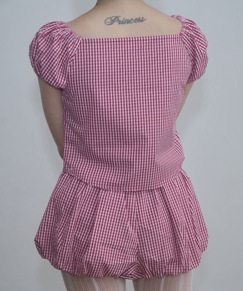 FEKETE(フェケテ)の「gingham 2way puff sleeve blouse / 2WAYパフスリーブブラウス(シャツ/ブラウス・レディース・ネイビー/ホワイト/ピンク/ブラック・LARGE/MEDIUM/SMALL)」の20枚目の写真