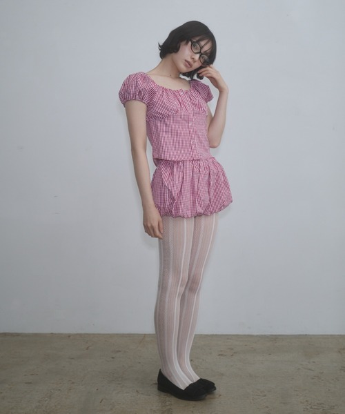 FEKETE(フェケテ)の「gingham 2way puff sleeve blouse / 2WAYパフスリーブブラウス(シャツ/ブラウス・レディース・ネイビー/ホワイト/ピンク/ブラック・LARGE/MEDIUM/SMALL)」の9枚目の写真