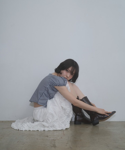 FEKETE(フェケテ)の「gingham 2way puff sleeve blouse / 2WAYパフスリーブブラウス(シャツ/ブラウス・レディース・ネイビー/ホワイト/ピンク/ブラック・LARGE/MEDIUM/SMALL)」の6枚目の写真