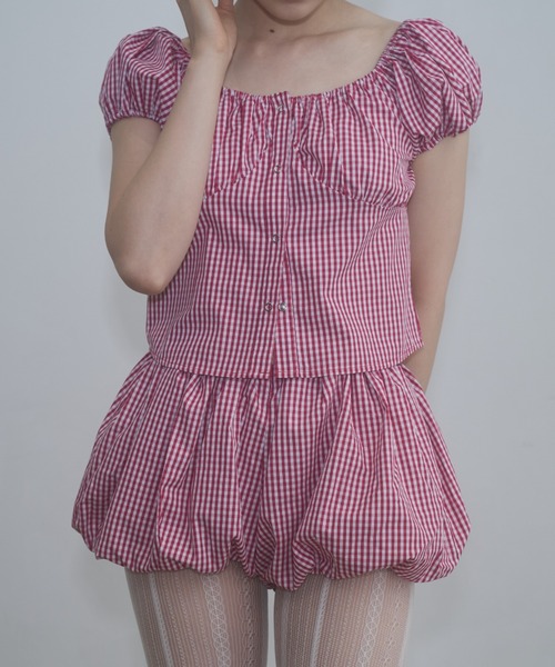 FEKETE(フェケテ)の「gingham 2way puff sleeve blouse / 2WAYパフスリーブブラウス(シャツ/ブラウス・レディース・ネイビー/ホワイト/ピンク/ブラック・LARGE/MEDIUM/SMALL)」の18枚目の写真