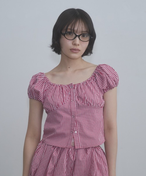 FEKETE(フェケテ)の「gingham 2way puff sleeve blouse / 2WAYパフスリーブブラウス(シャツ/ブラウス・レディース・ネイビー/ホワイト/ピンク/ブラック・LARGE/MEDIUM/SMALL)」の15枚目の写真