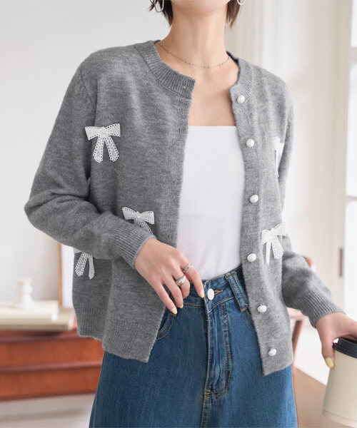 リボンニットカーディガン（カーディガン/ボレロ）｜KOBE LETTUCE