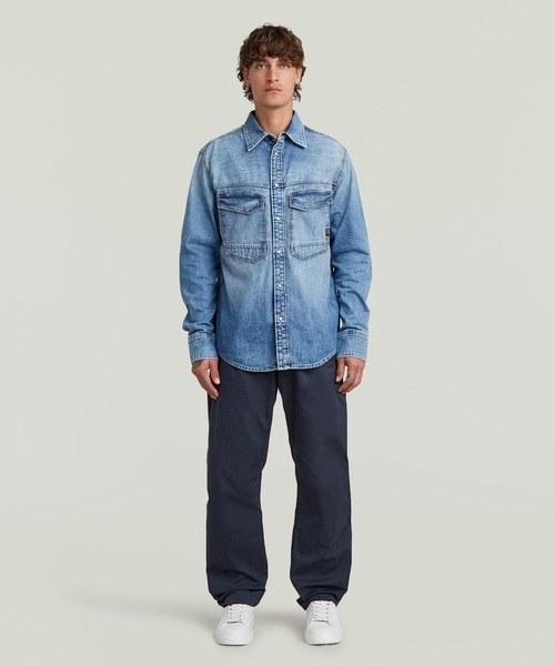 G-STAR（ジースター）の「DAKOTA REGULAR SHIRT/ヴィンテージライククラシックディテールデニムシャツ（シャツ/ブラウス・メンズ・インディゴブルー・MEDIUM/LARGE/SMALL）」の3枚目の写真