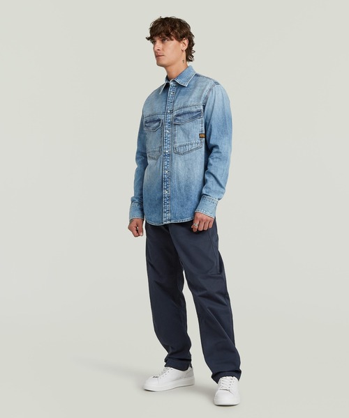 G-STAR（ジースター）の「DAKOTA REGULAR SHIRT/ヴィンテージライククラシックディテールデニムシャツ（シャツ/ブラウス・メンズ・インディゴブルー・MEDIUM/LARGE/SMALL）」の4枚目の写真
