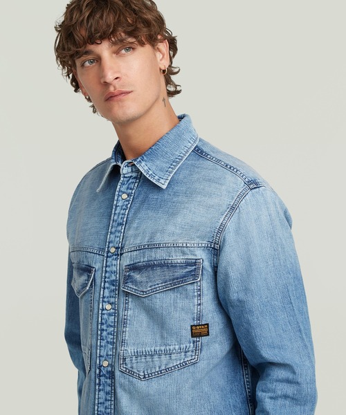 G-STAR（ジースター）の「DAKOTA REGULAR SHIRT/ヴィンテージライククラシックディテールデニムシャツ（シャツ/ブラウス・メンズ・インディゴブルー・MEDIUM/LARGE/SMALL）」の5枚目の写真