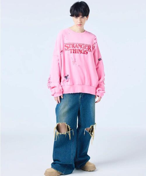 Little sunny bite(リトルサニーバイト)の「littlesunnybite/リトルサニーバイト/stranger things x little sunny bite logo sweat top(スウェット・レディース・ブラック/ピンク/ホワイト・M/S)」の18枚目の写真