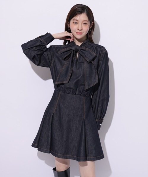 デニムボウタイミニワンピース（ワンピース）｜Rirandture（リランド