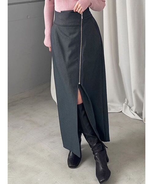 MERCURYDUO(マーキュリーデュオ)の「アシメZIPナロースカート(スカート・レディース・アイボリー/グレー/ミント・SMALL/MEDIUM)」の1枚目の写真