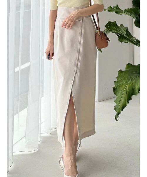 MERCURYDUO(マーキュリーデュオ)の「アシメZIPナロースカート(スカート・レディース・アイボリー/グレー/ミント・SMALL/MEDIUM)」の2枚目の写真