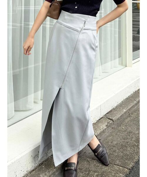 MERCURYDUO(マーキュリーデュオ)の「アシメZIPナロースカート(スカート・レディース・アイボリー/グレー/ミント・SMALL/MEDIUM)」の3枚目の写真