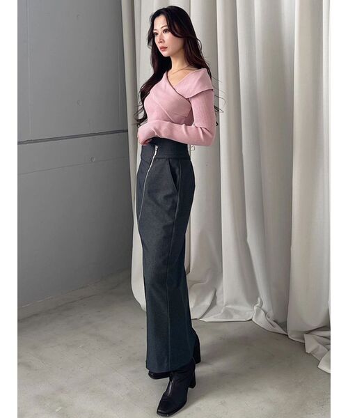 MERCURYDUO(マーキュリーデュオ)の「アシメZIPナロースカート(スカート・レディース・アイボリー/グレー/ミント・SMALL/MEDIUM)」の5枚目の写真