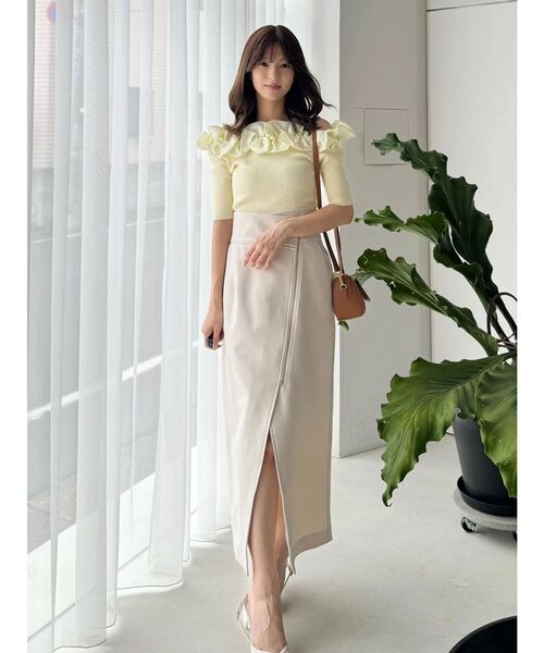 MERCURYDUO(マーキュリーデュオ)の「アシメZIPナロースカート(スカート・レディース・アイボリー/グレー/ミント・SMALL/MEDIUM)」の6枚目の写真