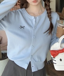 ワンポイントクルーネックカーディガン