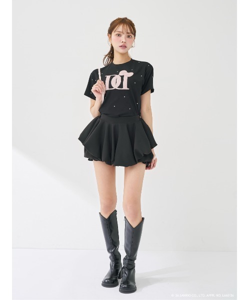 ダーリッチ darich キルティングアップリケビジューTシャツ ブラック ダーリッチキルティングアップリケビジューTシャツ 黒【新品未使用